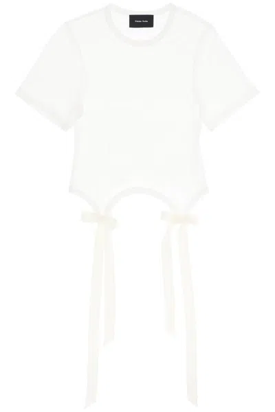 Simone Rocha Easy T-shirt With Bow Tails In Bianco