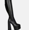 London Rag Coraline High Block Heeled Calf Boots In Black