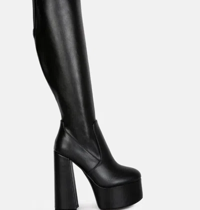 London Rag Coraline High Block Heeled Calf Boots In Black