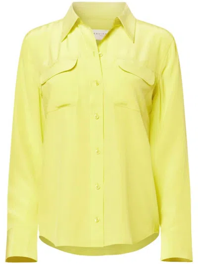 Equipment Slim Signature Silk Shirt In Yellow