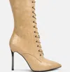 London Rag Knocturn Croc Textured Over The Ankle Boots In Beige