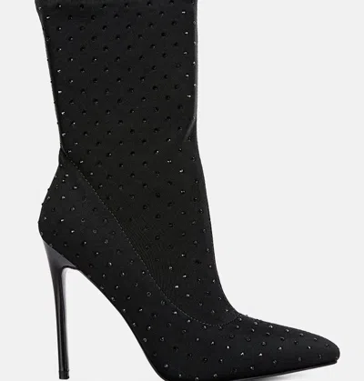 London Rag Cheugy High Top Knitted Ankle Boot In Black