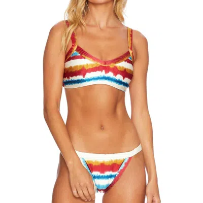 Beach Riot Elle Bikini Top In Primary Dip Dye In Red