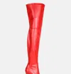 London Rag Marvelettes Faux Leather High Heeled Long Boots In Red