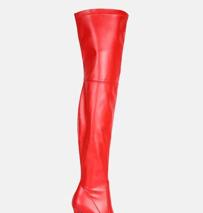 London Rag Marvelettes Faux Leather High Heeled Long Boots In Red
