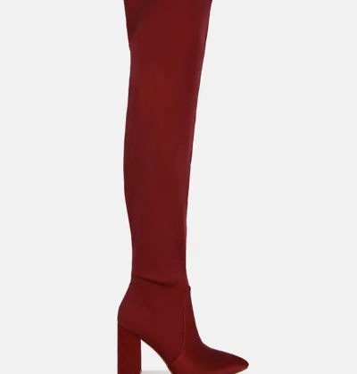 London Rag High Block Heeled Long Boot In Red