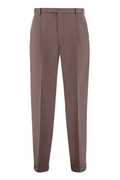 Gucci Wool Tailored Trousers In Brown