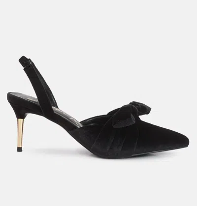 London Rag Mayfair Velvet High Heeled Mule Sandals In Black