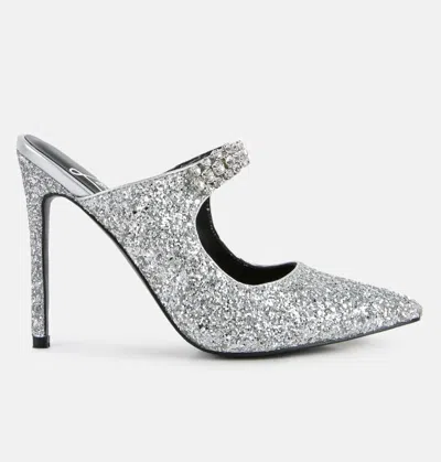 London Rag Twinklet Glitter Diamante High Heeled Sandals In White