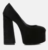 London Rag Old Novelty Platform Heel Velvet Pumps In Black
