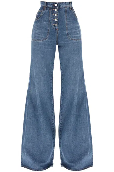 Etro Jeans With Back Foliage Embroidery In Celeste