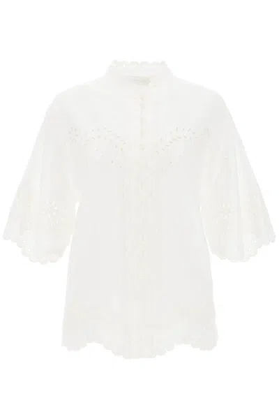 Zimmermann Junie Floral-embroidered Shirt In White