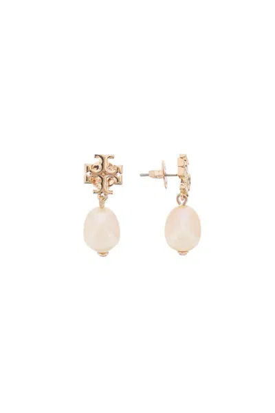Tory Burch Kira Earring With Pearl In Gold,pink