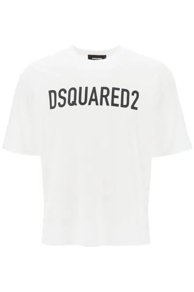 Dsquared2 Logo-print Cotton T-shirt In Bianco