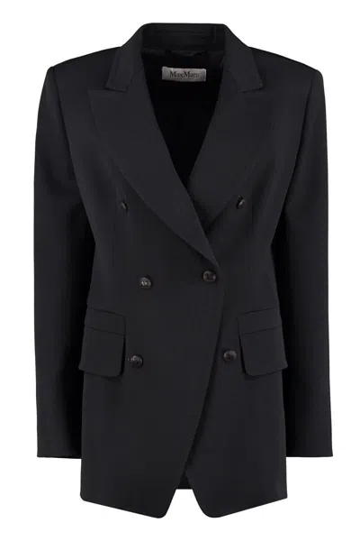 Max Mara Double-breast Wool Blazer In Blue