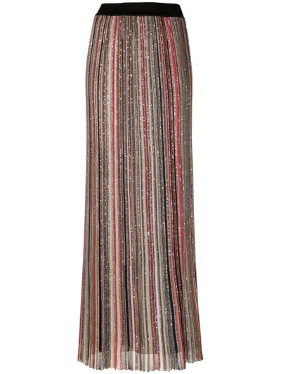 Missoni Sequin-embellished Striped Crochet-knit Maxi Skirt In Black