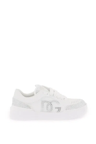 Dolce & Gabbana White Leather New Roma Sneakers In Bianco