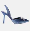 London Rag Firebird Velvet Diamante Detail Heeled Slingback Mules In Blue