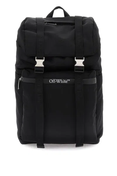 Off-white Buckle Detailed Foldover Top Backpack In Nero