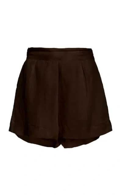 Anemos The High-waist Short Short In Linen Cupro In Brown