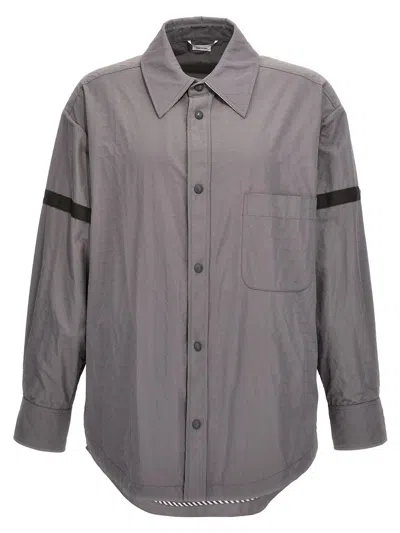 Thom Browne Snap Front Overshirt In Gray