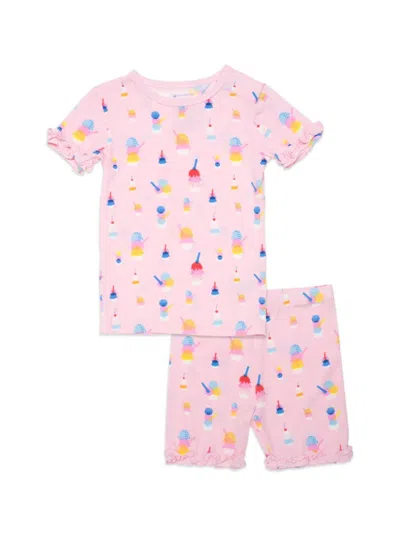 Magnetic Me Little Girl's & Girl's Sundae Print Pajama Shorts Set In Pink