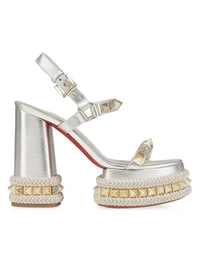 Christian Louboutin Women's Superaclou Sandals In Silver