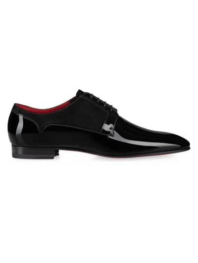 Christian Louboutin Men's Chickito W Patent Leather Derby Shoes In Black