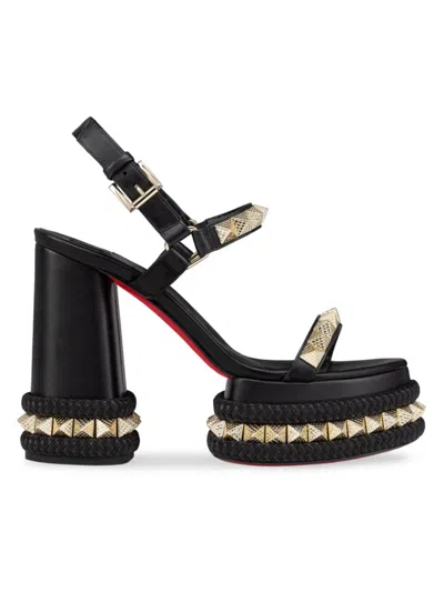 Christian Louboutin Women's Superaclou 130mm Leather Platform Sandals In Black