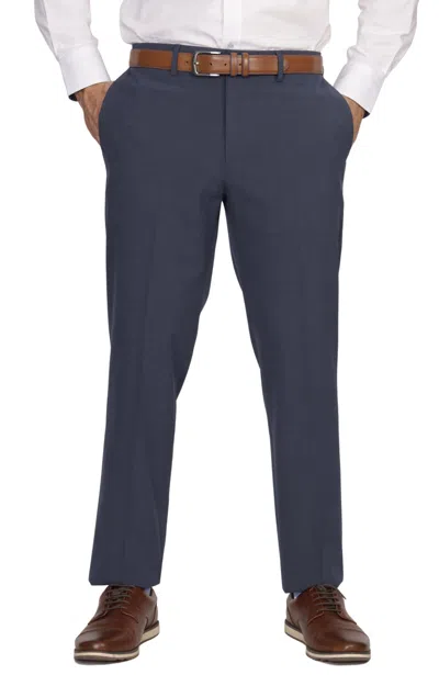Tailorbyrd Classic Fit Flat Front Dress Pants In Navy Heather