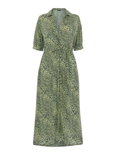Whistles Women's Diagonal Leopard Print Dress In Green