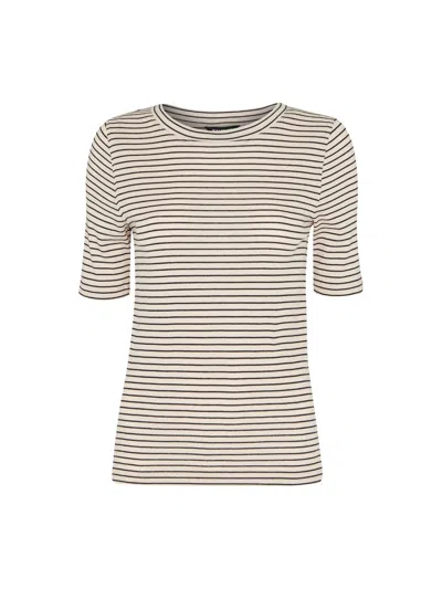 Whistles Womens Blue Stripe-pattern Slim-fit Cotton T-shirt