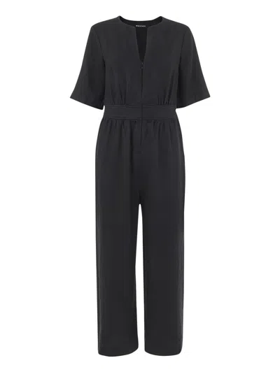 Whistles Womens Black Cosima Zip-up Linen Jumpsuit