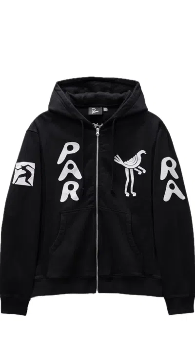 Parra Pigeon Zipped Hoodie In Black