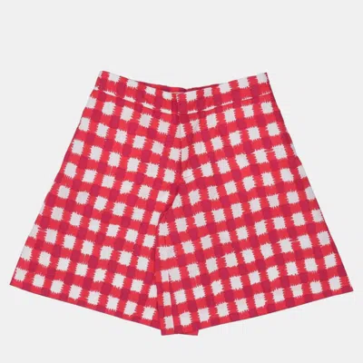Pre-owned Marni Red/white Check Print Cotton Shorts Size 4 Yrs
