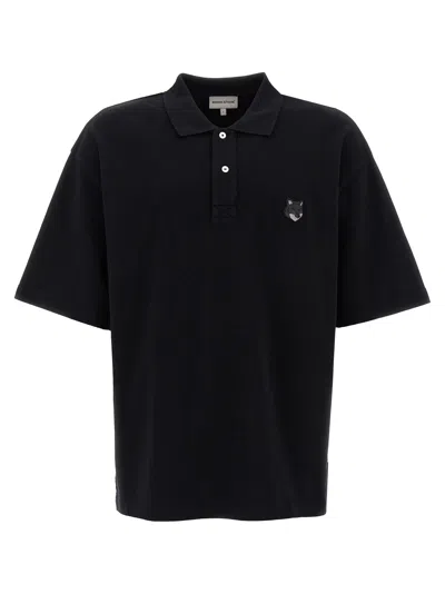 Maison Kitsuné Bold Fox Head Polo Shirt In Black
