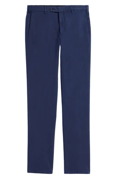 Zanella Parker Flat Front Stretch Trousers In Blue