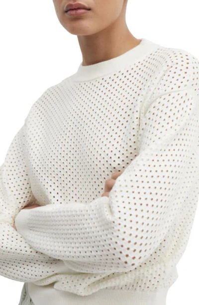 Mango Open Stitch Sweater In Off White