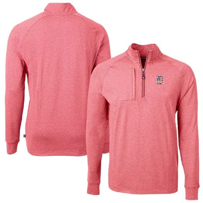 Cutter & Buck Heather Red Detroit Tigers Americana Logo Adapt Eco Knit Stretch Recycled Quarter-zip