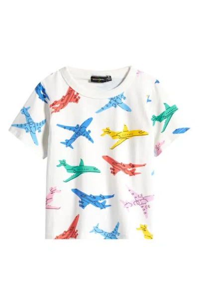 Rock Your Baby Kids' Boys Ivory Plane Print Cotton T-shirt In Cream