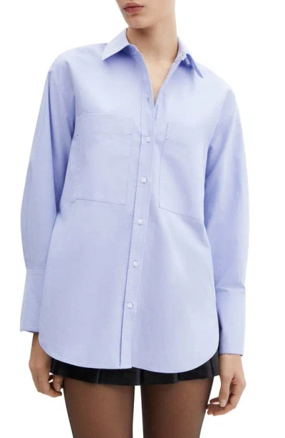 Mango Oversize Pocket Button-up Shirt In Sky Blue