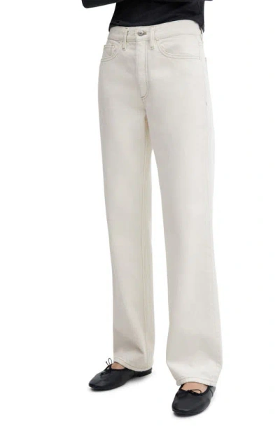Mango Mid Rise Straight Leg Jeans In Off White