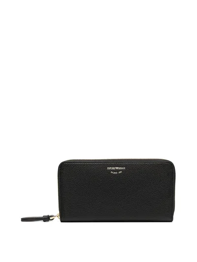 Emporio Armani Zipped Leather Purse In Black