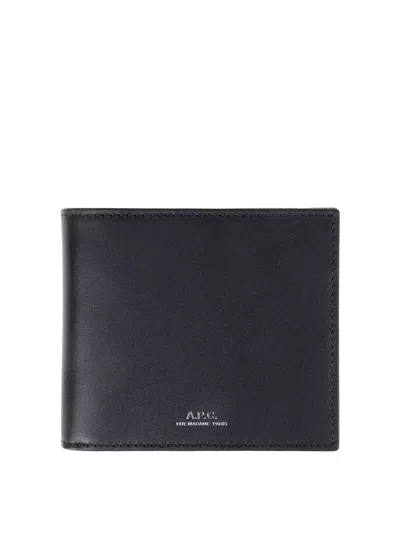 Apc Aly Wallet In Leather With Logo In Dark Blue