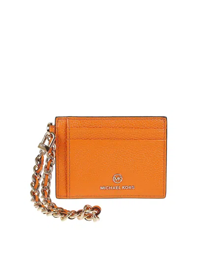 Michael Kors Grained Leather Wallet In Light Orange