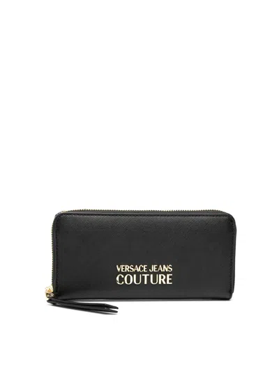 Versace Jeans Couture Logo Plaque Long Wallet In Black