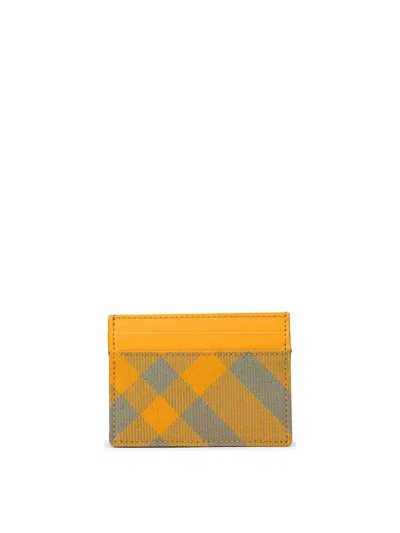 Burberry Checked Card Holder In Yellow
