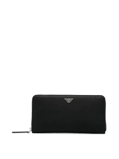 Emporio Armani Zip Around Wallet In Black