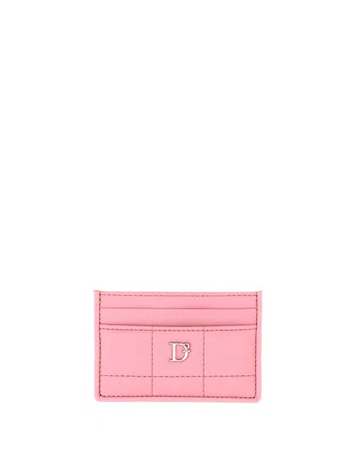 Dsquared2 Card Holder With Logo In Nude & Neutrals