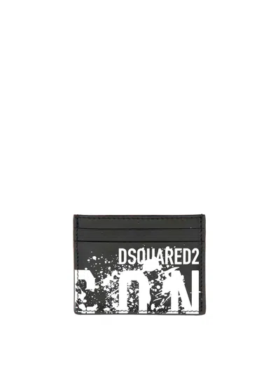 Dsquared2 Black Splash Leather Card Holder